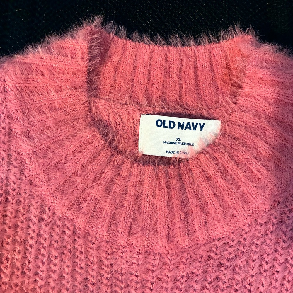 Old Navy. Fuzzy Pink Mock Neck Sweater